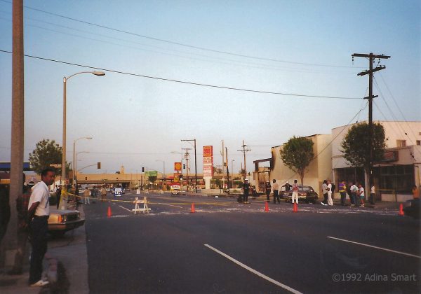 Police block of street after incident.